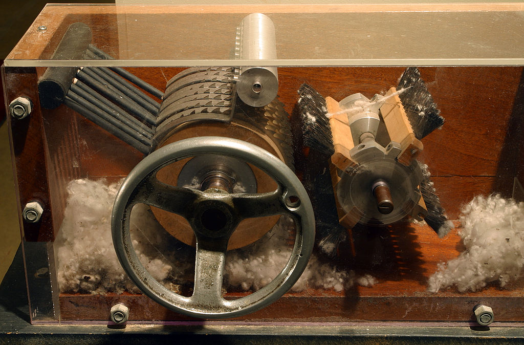 A cotton gin on display at the Eli Whitney Museum.