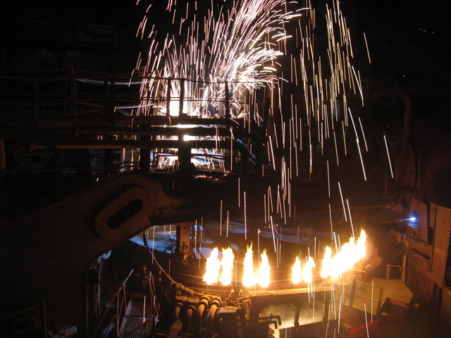 Electric arc furnace in operation