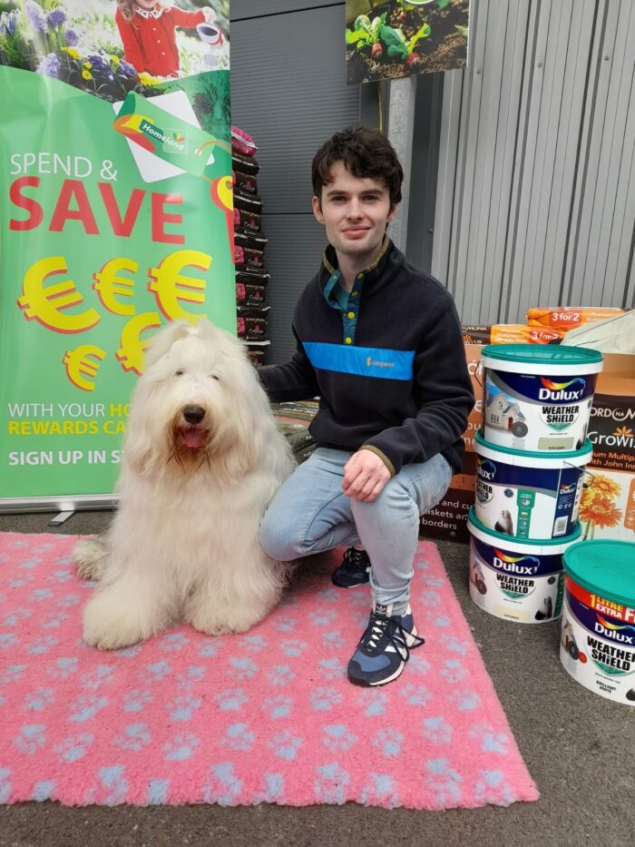 A photo of writer Robert Long with his pet dog